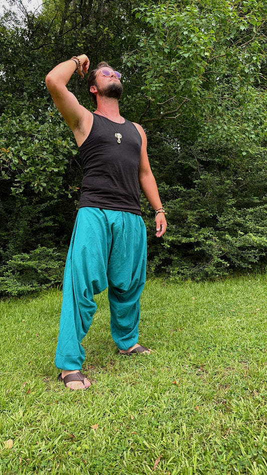 Solid Color Harem Pants - Unisex with pockets