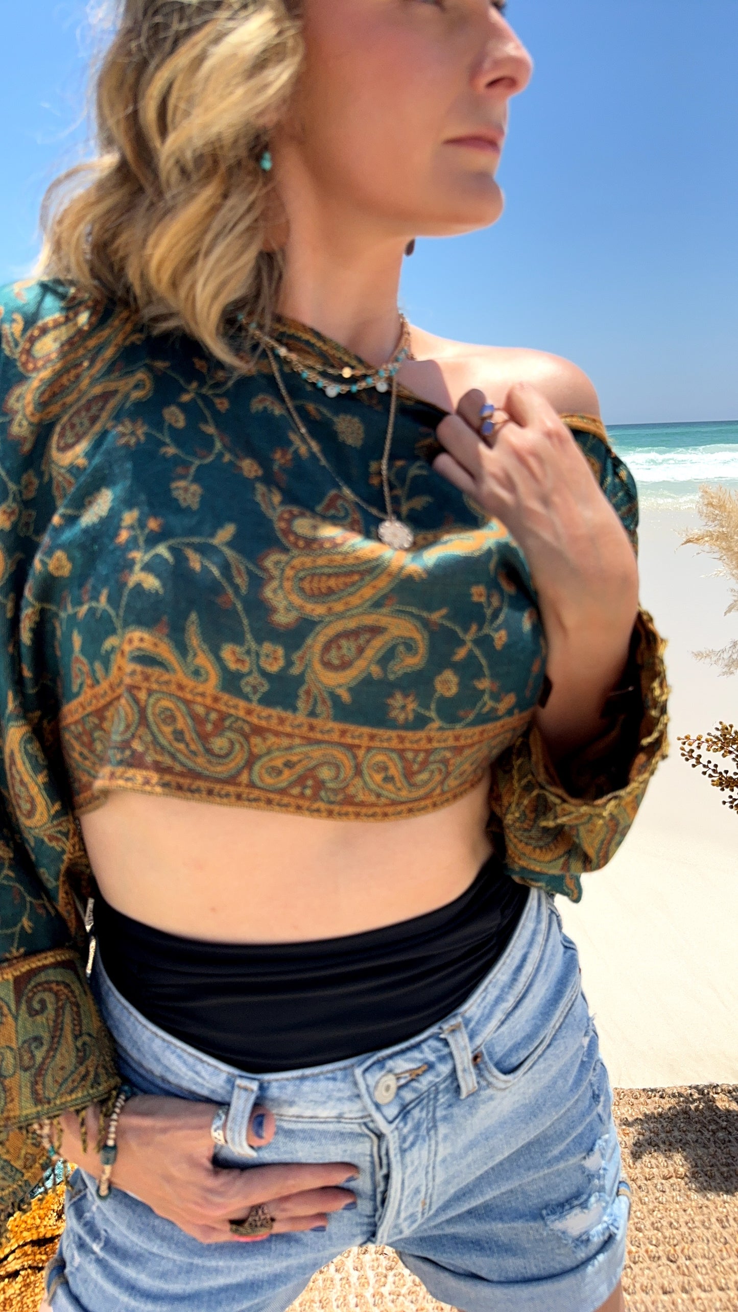 Reversible Multifunctional Pashmina Crop Top